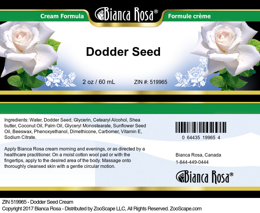 Dodder Seed Cream - Label