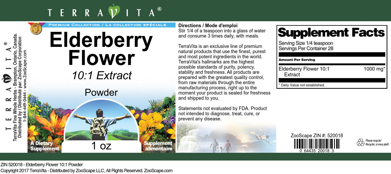 Elderberry Flower 10:1 Powder - Label