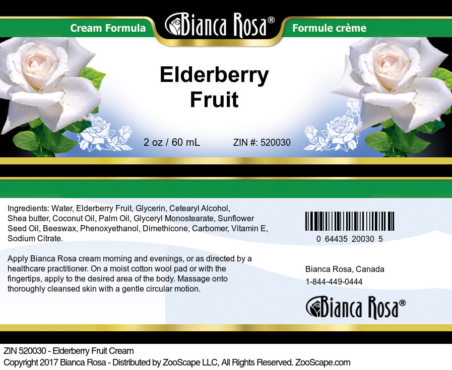 Elderberry Fruit Cream - Label