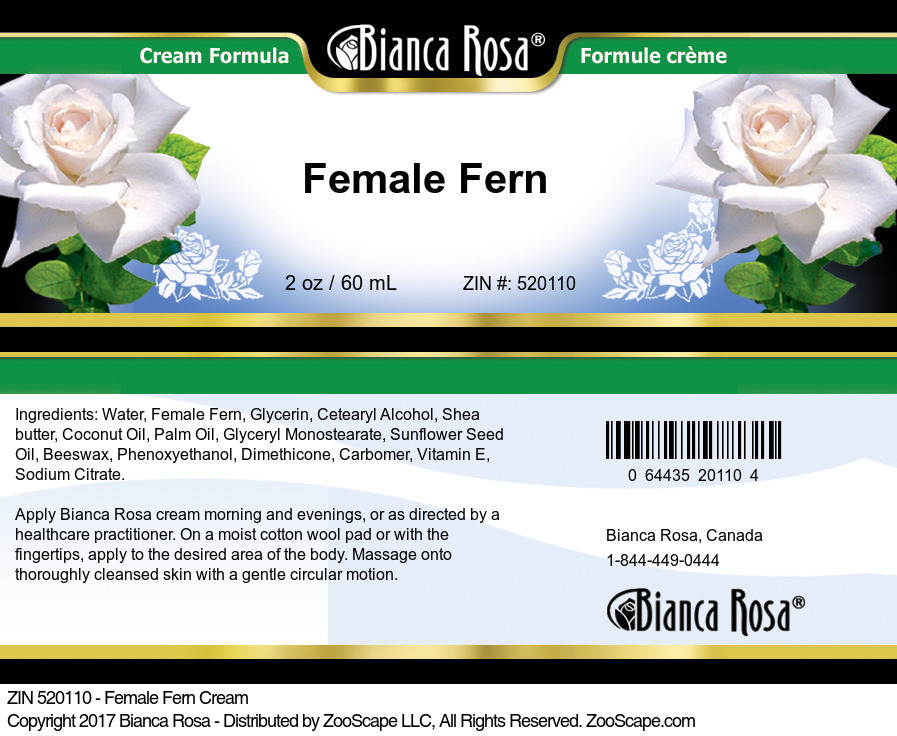 Female Fern Cream - Label