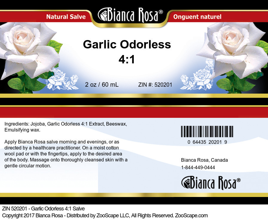 Garlic Odorless 4:1 Salve - Label
