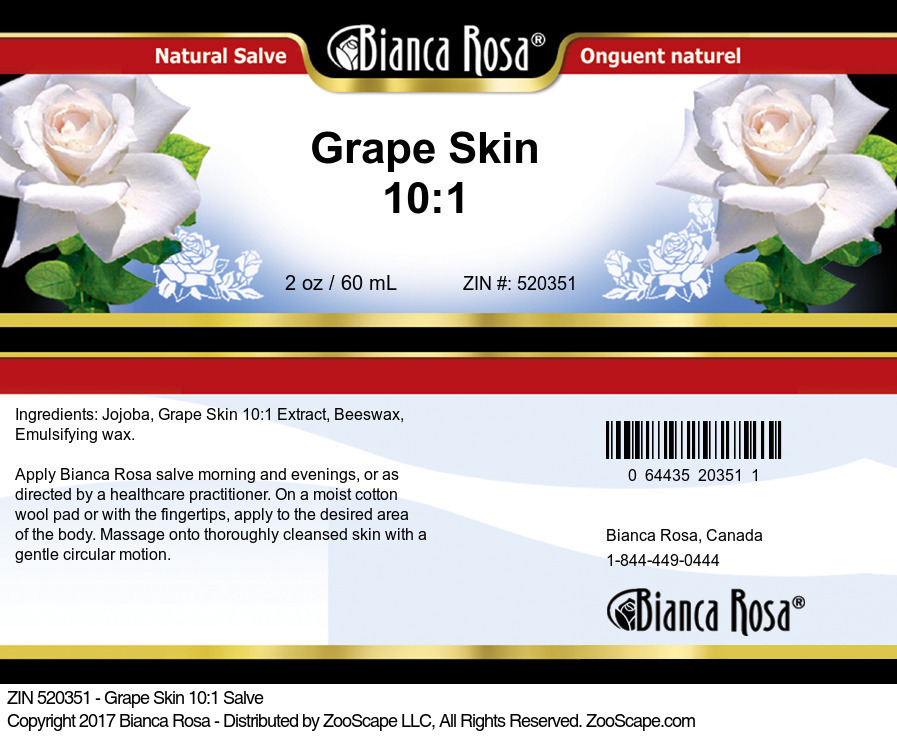 Grape Skin 10:1 Salve - Label