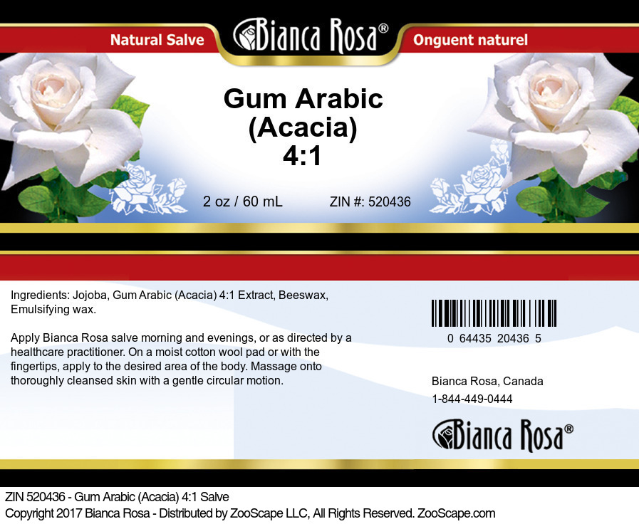 Gum Arabic (Acacia) 4:1 Salve - Label