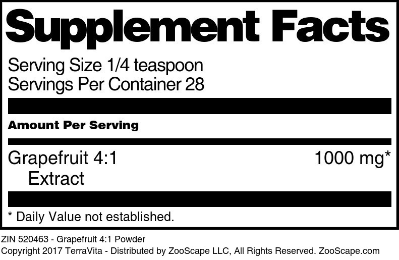 Grapefruit 4:1 Powder - Supplement / Nutrition Facts