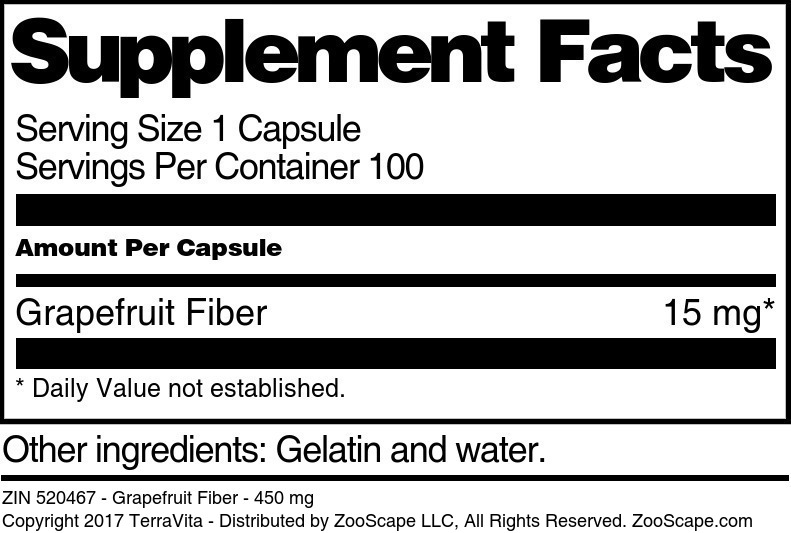 Grapefruit Fiber - 450 mg - Supplement / Nutrition Facts