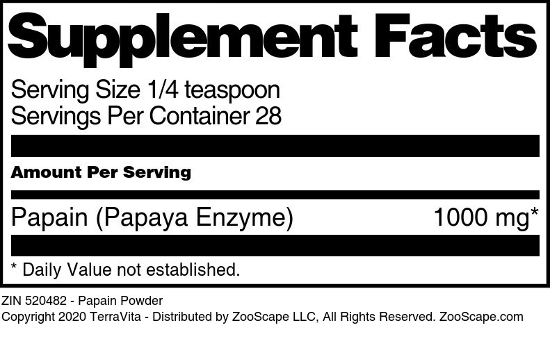 Papain Powder - Supplement / Nutrition Facts