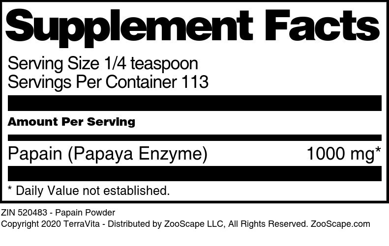 Papain Powder - Supplement / Nutrition Facts