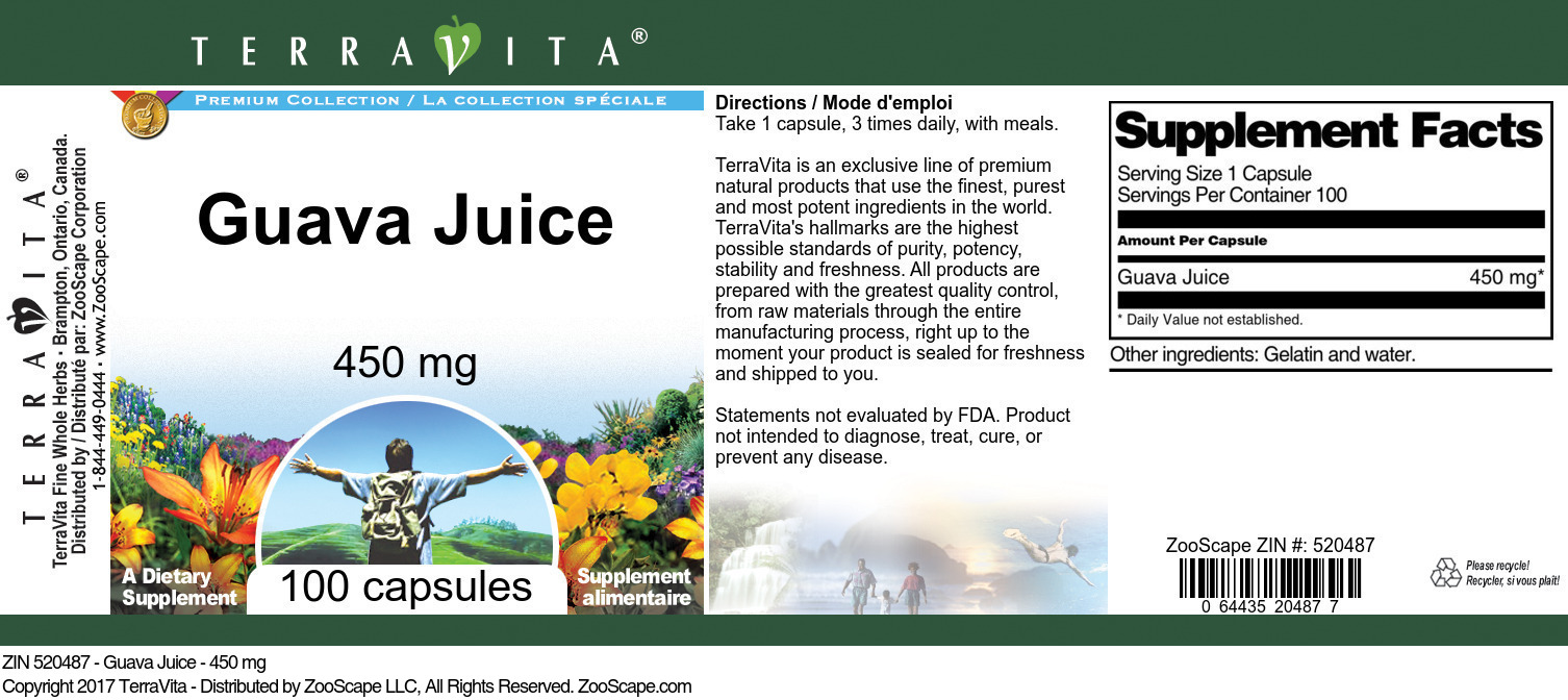 Guava Juice - 450 mg - Label