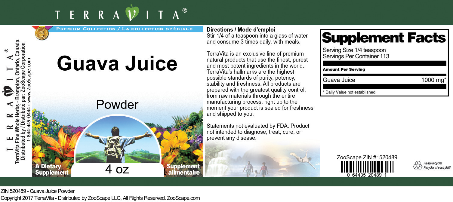 Guava Juice Powder - Label
