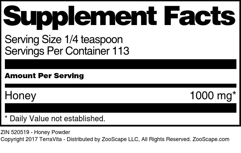 Honey Powder - Supplement / Nutrition Facts