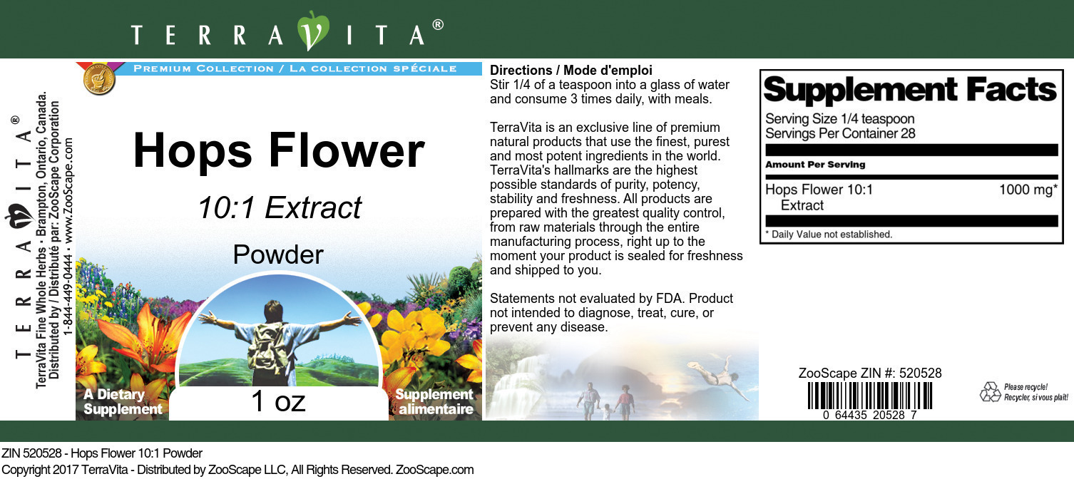 Hops Flower 10:1 Powder - Label