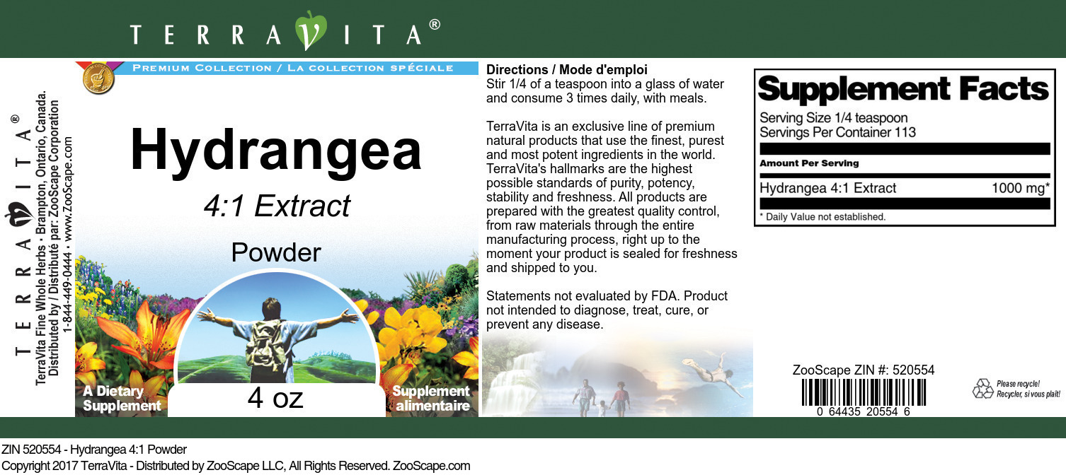 Hydrangea 4:1 Powder - Label