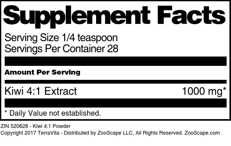 Kiwi 4:1 Powder - Supplement / Nutrition Facts