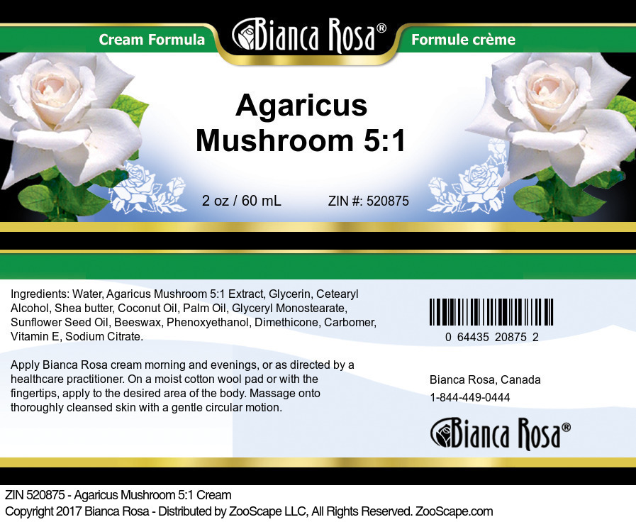 Agaricus Mushroom 5:1 Cream - Label