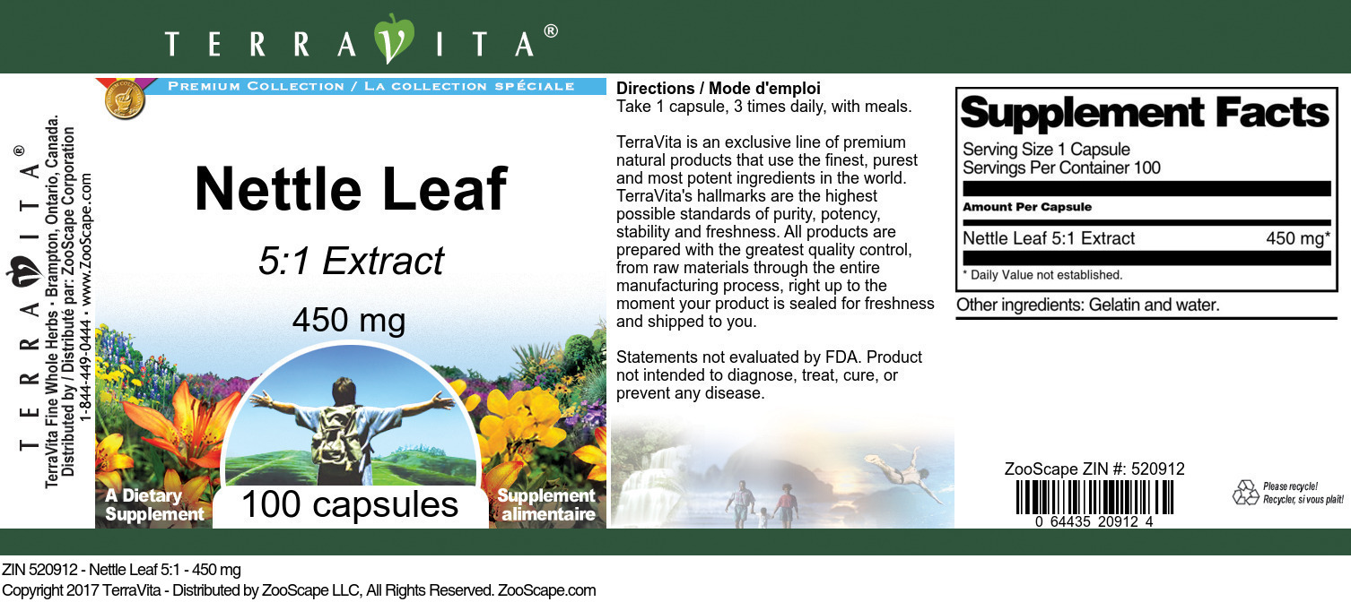 Nettle Leaf 5:1 - 450 mg - Label