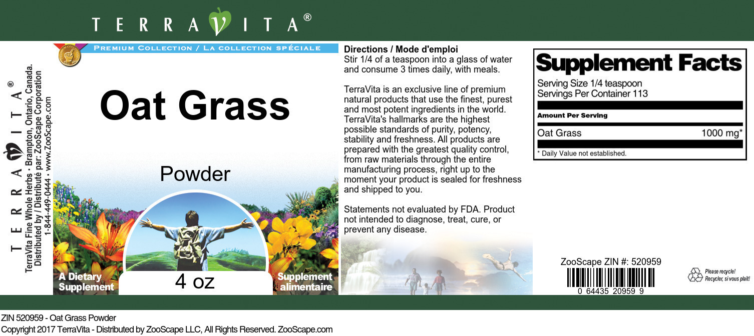 Oat Grass Powder - Label