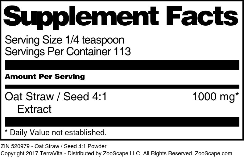 Oat Straw / Seed 4:1 Powder - Supplement / Nutrition Facts