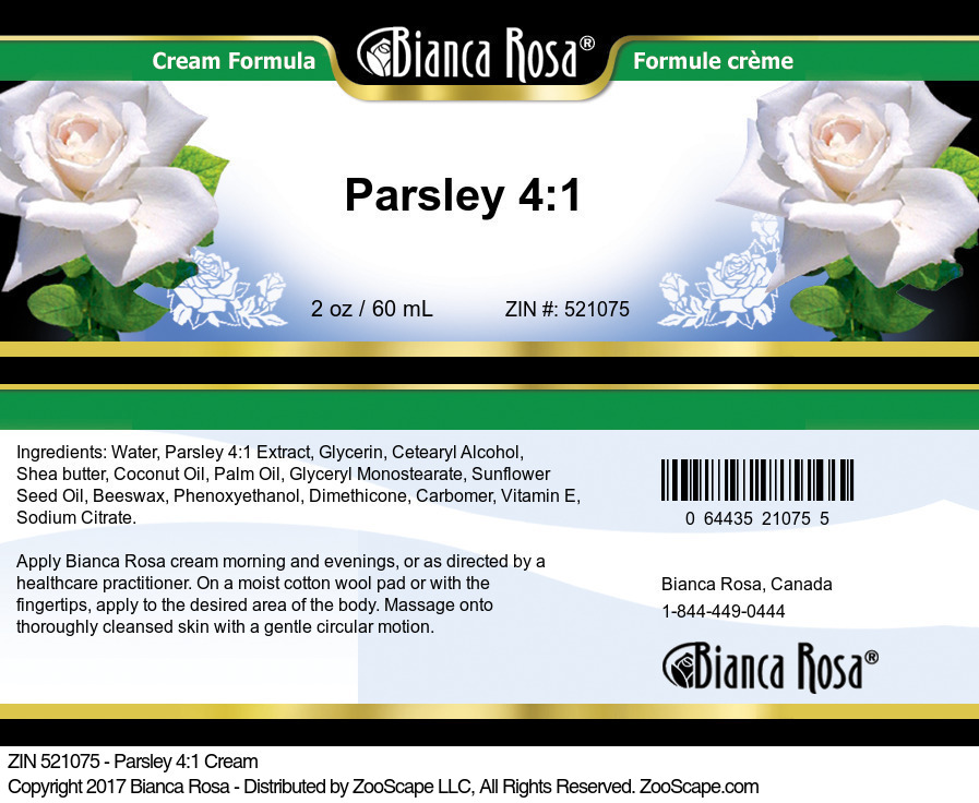 Parsley 4:1 Cream - Label