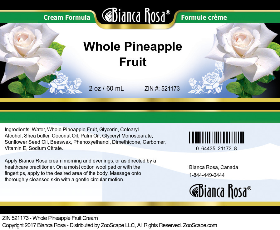 Whole Pineapple Fruit Cream - Label