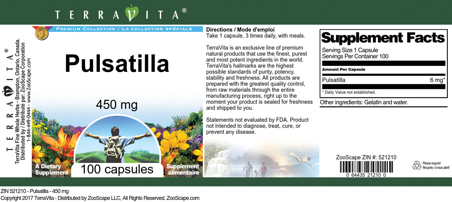 Pulsatilla - 450 mg - Label