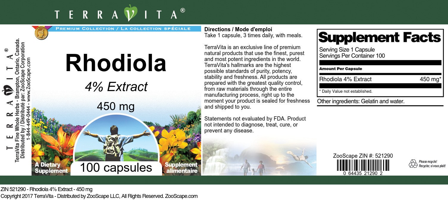 Rhodiola 4% - 450 mg - Label