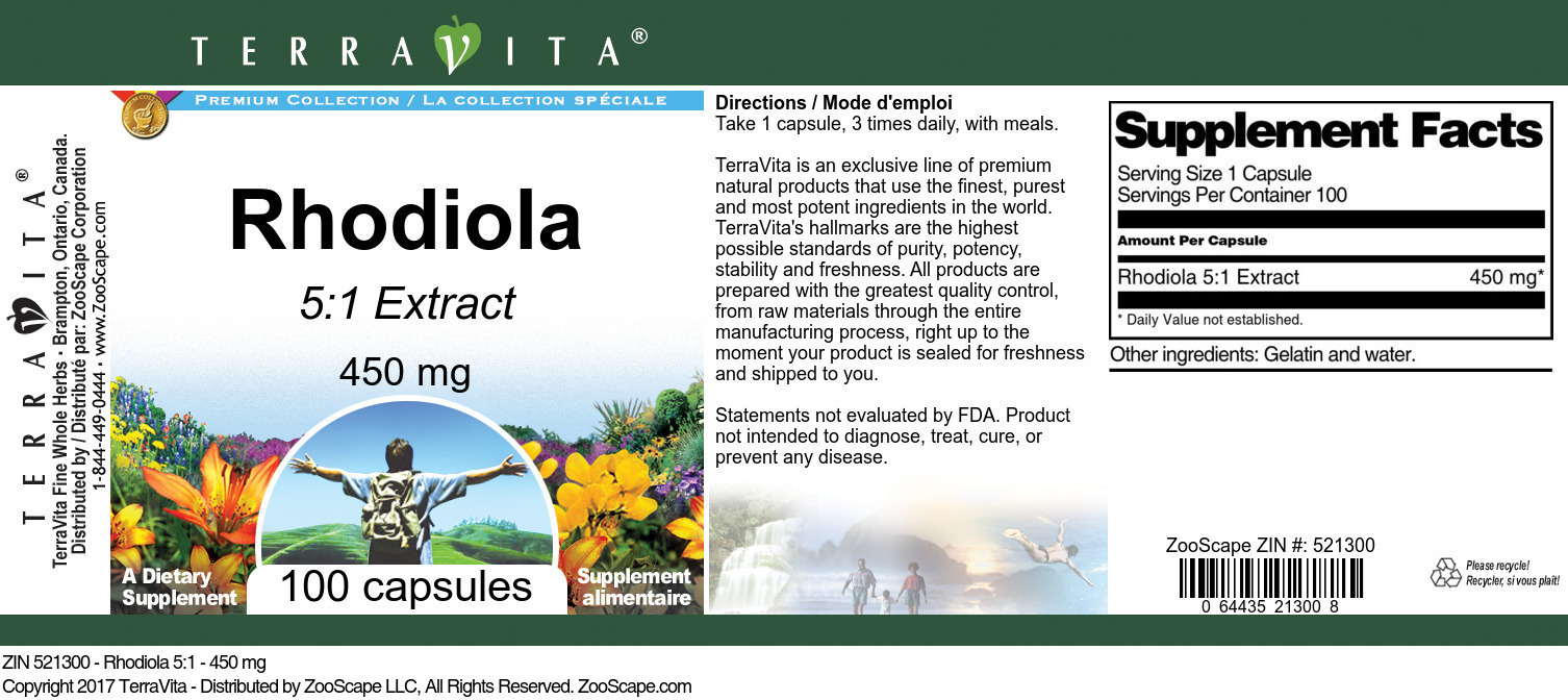 Rhodiola 5:1 - 450 mg - Label