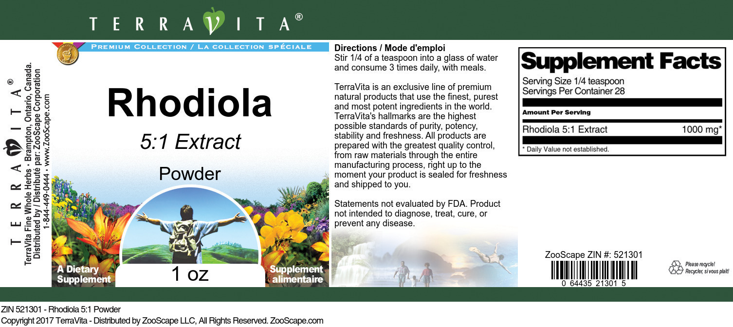 Rhodiola 5:1 Powder - Label