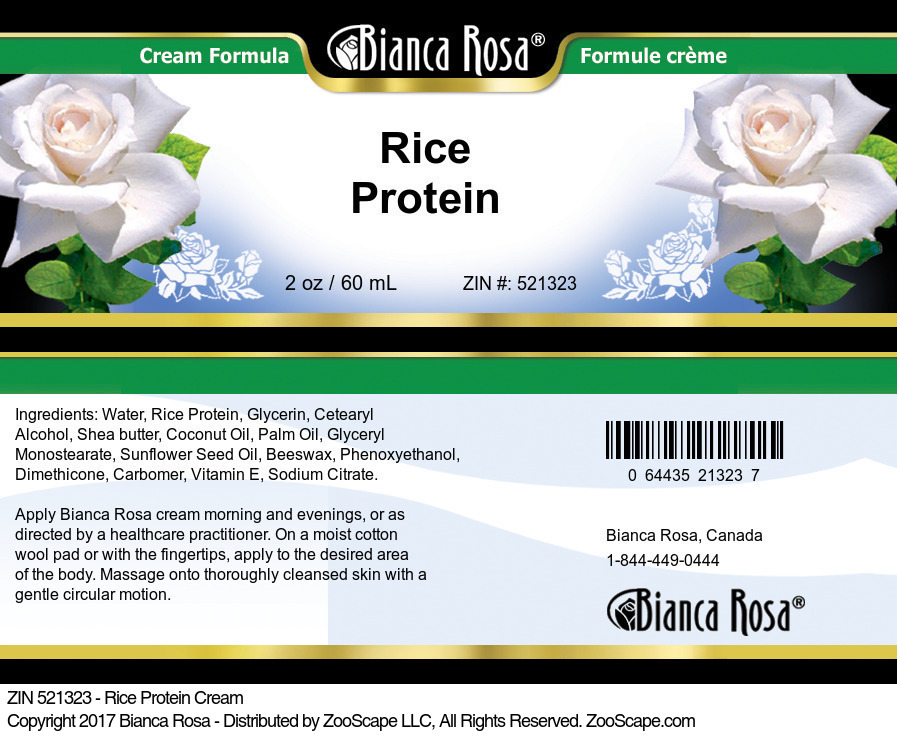 Rice Protein Cream - Label