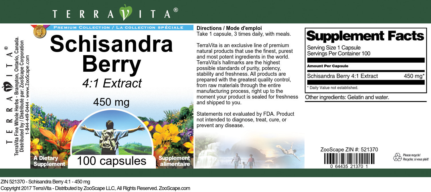 Schisandra Berry 4:1 - 450 mg - Label