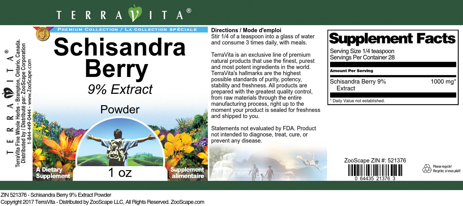 Schisandra Berry 9% Powder - Label