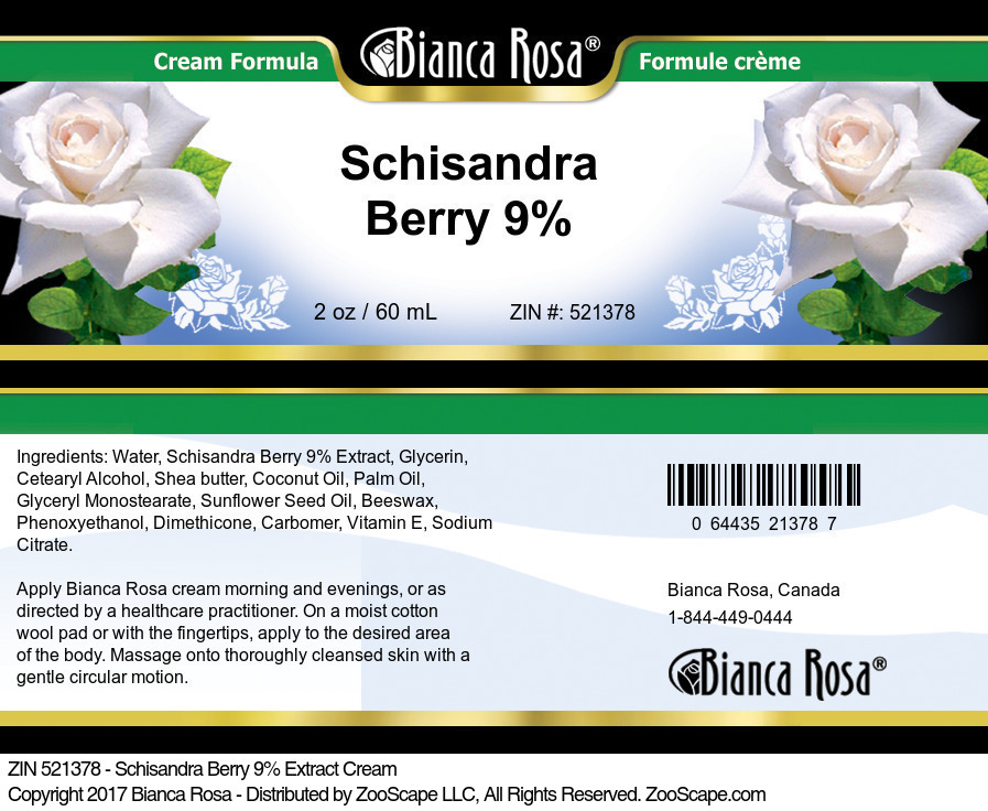 Schisandra Berry 9% Cream - Label