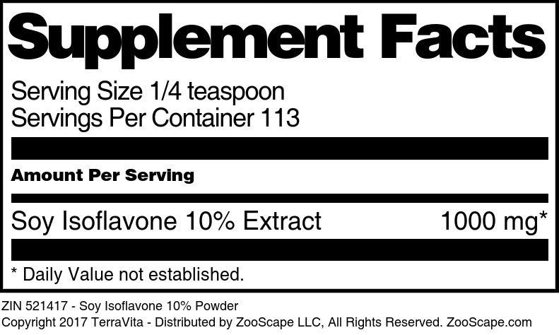 Soy Isoflavone 10% Powder - Supplement / Nutrition Facts