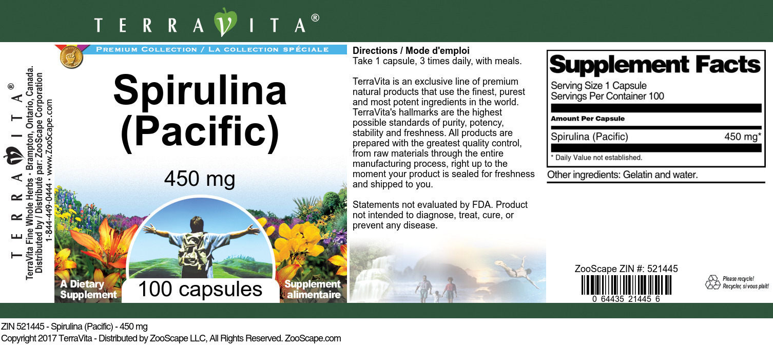 Spirulina (Pacific) - 450 mg - Label