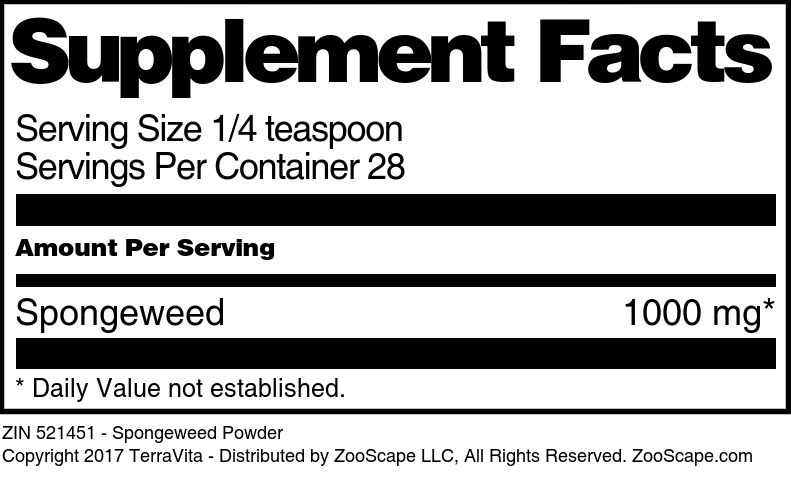 Spongeweed Powder - Supplement / Nutrition Facts