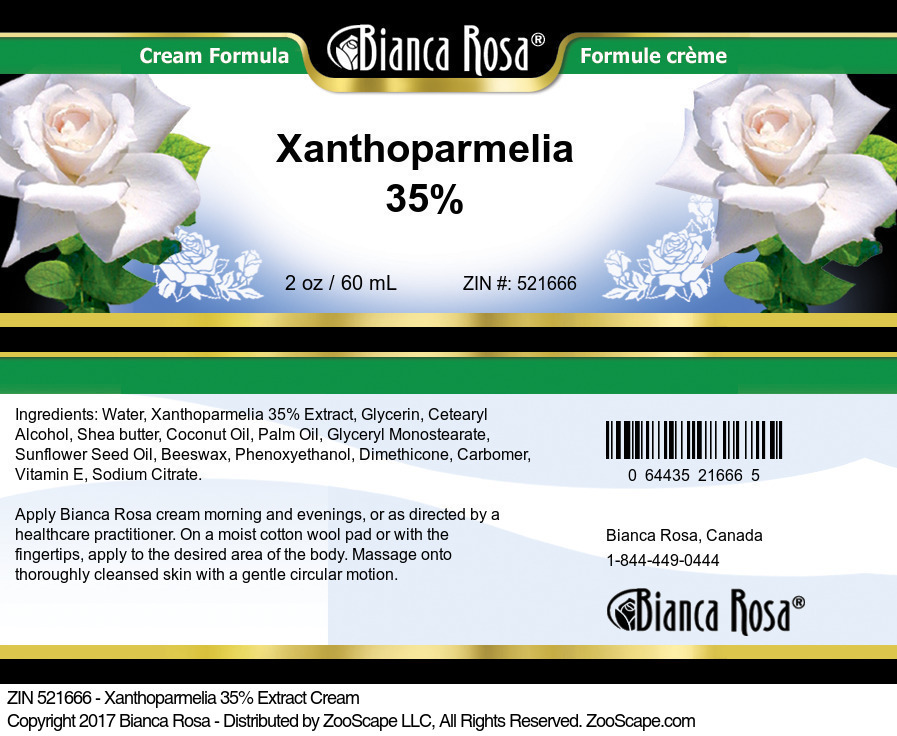 Xanthoparmelia 35% Cream - Label