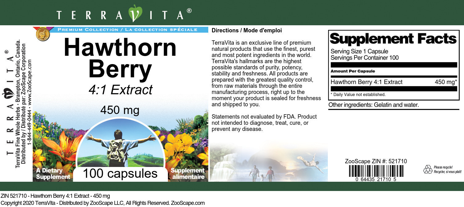 Hawthorn Berry 4:1 Extract - 450 mg - Label