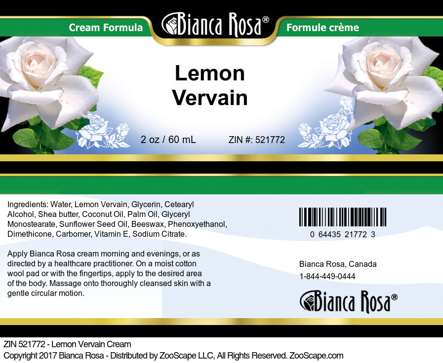 Lemon Vervain Cream - Label