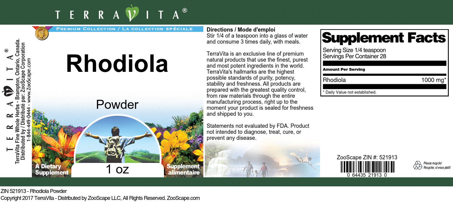 Rhodiola Powder - Label