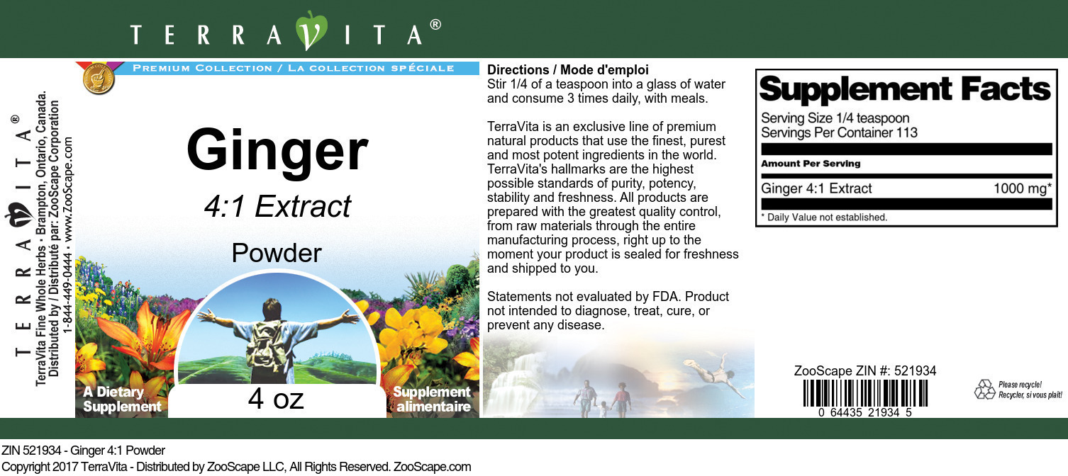 Ginger 4:1 Powder - Label