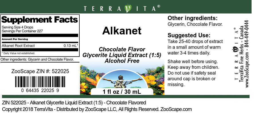 Alkanet Glycerite Liquid Extract (1:5) - Label