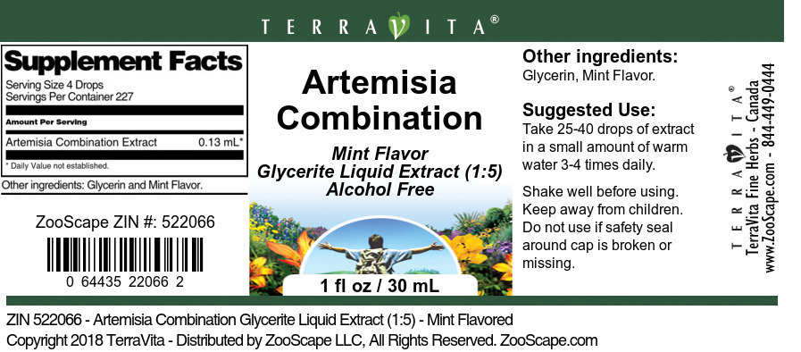 Artemisia Combination Glycerite Liquid Extract (1:5) - Label