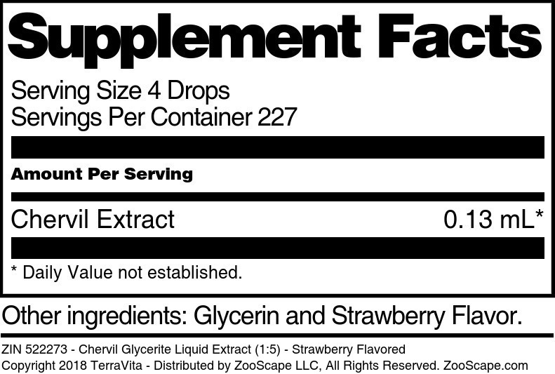 Chervil Glycerite Liquid Extract (1:5) - Supplement / Nutrition Facts