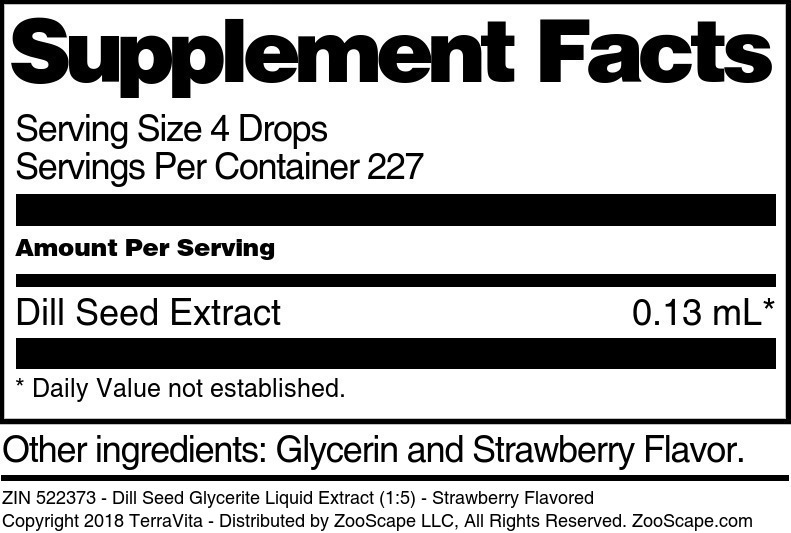 Dill Seed Glycerite Liquid Extract (1:5) - Supplement / Nutrition Facts