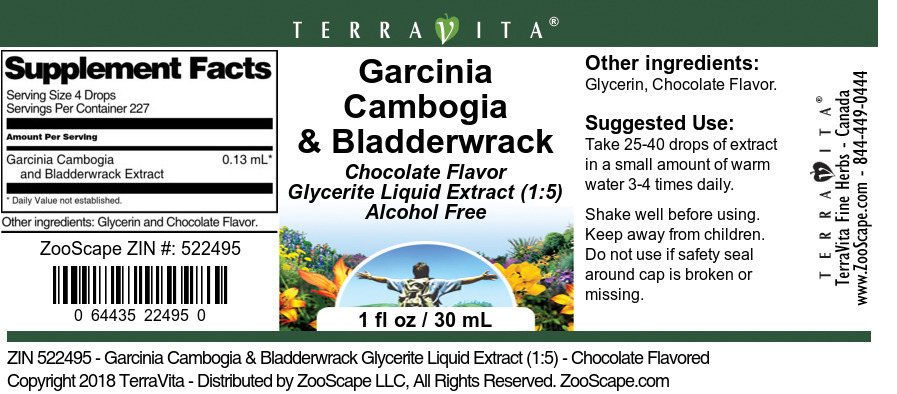Garcinia Cambogia & Bladderwrack Glycerite Liquid Extract (1:5) - Label