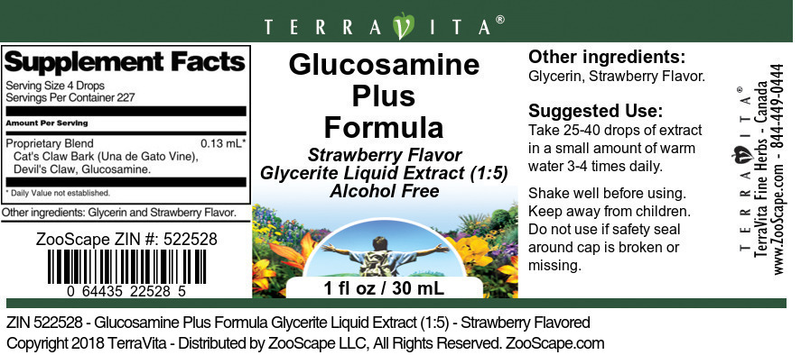 Glucosamine Plus Formula Glycerite Liquid Extract (1:5) - Label