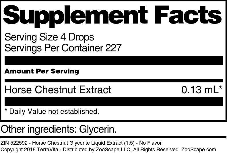 Horse Chestnut Glycerite Liquid Extract (1:5) - Supplement / Nutrition Facts