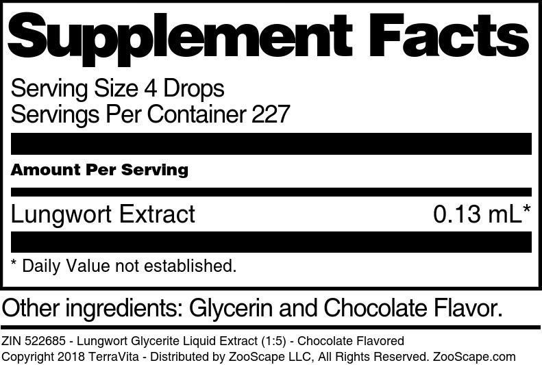 Lungwort Glycerite Liquid Extract (1:5) - Supplement / Nutrition Facts