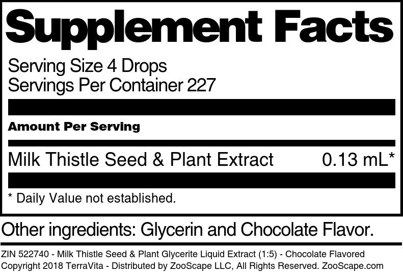 Milk Thistle Seed & Plant Glycerite Liquid Extract (1:5) - Supplement / Nutrition Facts