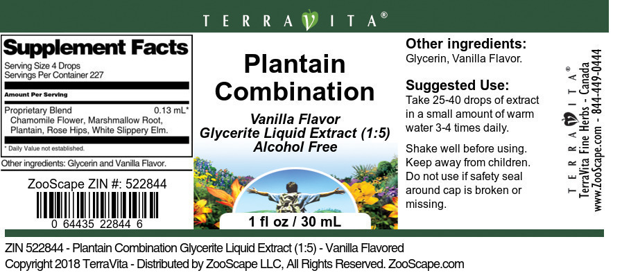 Plantain Combination Glycerite Liquid Extract (1:5) - Label