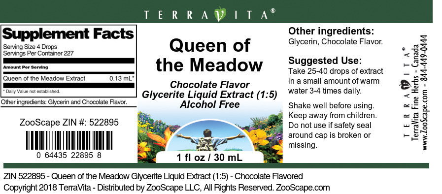 Queen of the Meadow Glycerite Liquid Extract (1:5) - Label